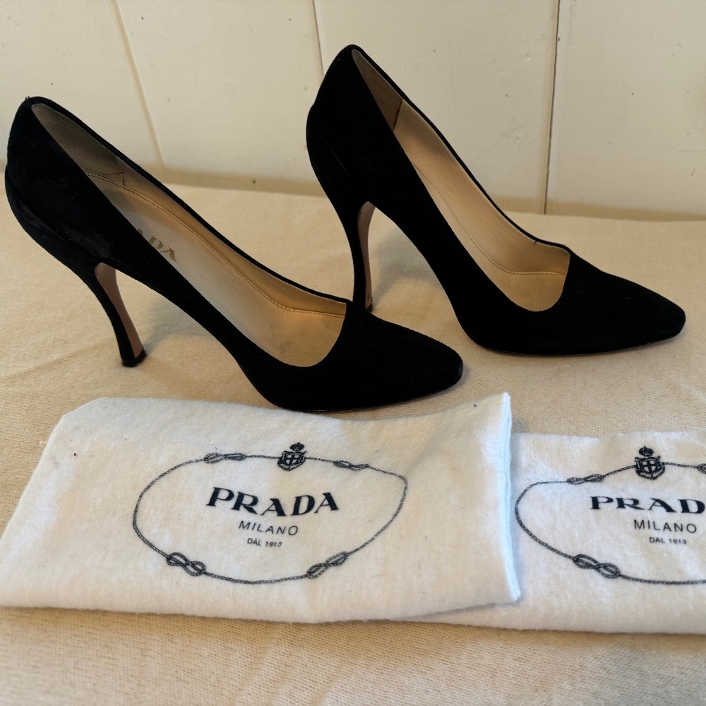 Prada Black Suede Heels